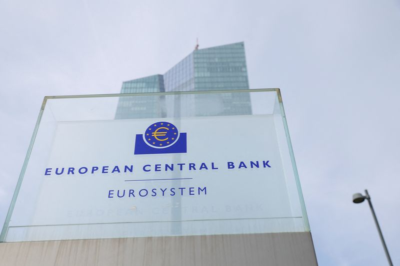 &copy; Reuters. FILE PHOTO: A view shows the logo of the European Central Bank (ECB) outside its headquarters in Frankfurt, Germany March 16, 2023. REUTERS/Heiko Becker