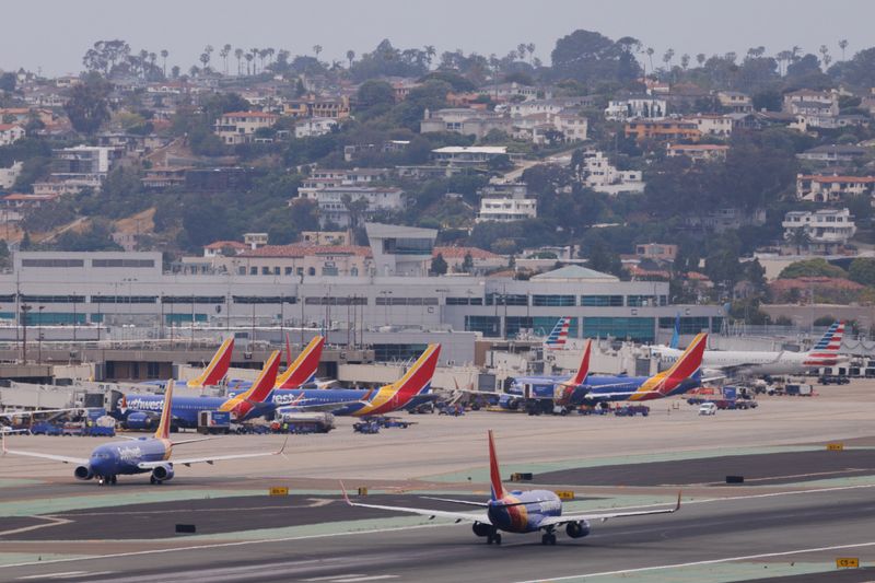 &copy; Reuters. FILE PHOTO: Southwest Airlines planes are show at San Diego International airport in San Diego, California, U.S., May 18, 2023. REUTERS/Mike Blake