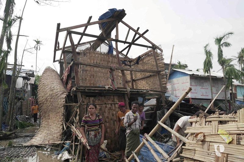 &copy; Reuters. جانب من الدمار الذي سببه إعصار موكا في ميانمار في صورة بتاريخ 17 مايو أيار 2023. صورة لرويترز. 