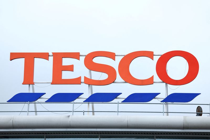 &copy; Reuters. FILE PHOTO: A view of the logo of Tesco, in Oldham, Britain, April 13, 2023. REUTERS/Molly Darlington