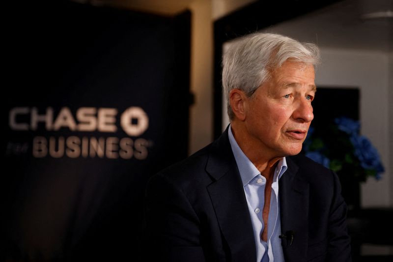 &copy; Reuters. FILE PHOTO: Jamie Dimon, Chairman of the Board and Chief Executive Officer of JPMorgan Chase & Co., pauses as he speaks during an interview with Reuters in Miami, Florida, U.S., February 8, 2023. REUTERS/Marco Bello/