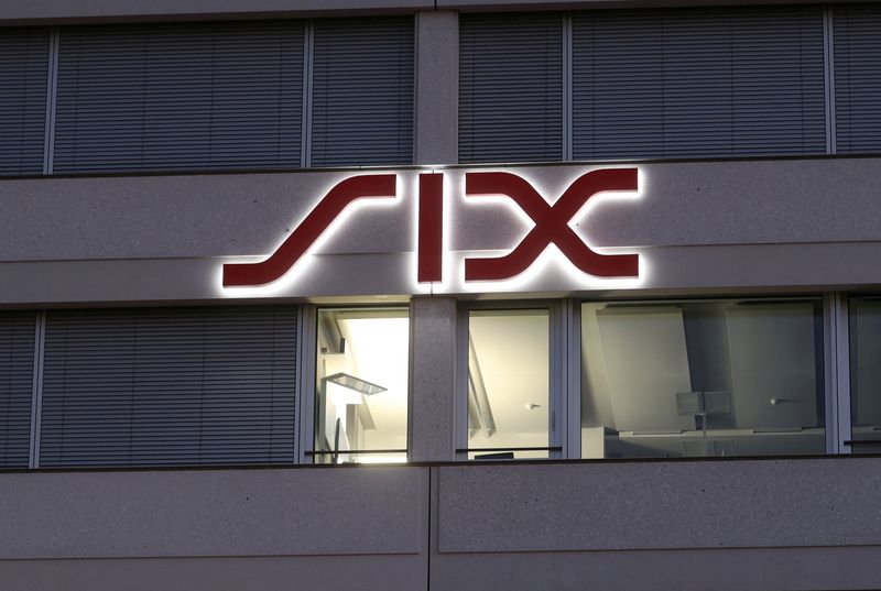 &copy; Reuters. FILE PHOTO: The logo of Swiss stock exchange operator SIX Group is seen at its headquarters in Zurich, Switzerland November 13, 2020.  REUTERS/Arnd Wiegmann