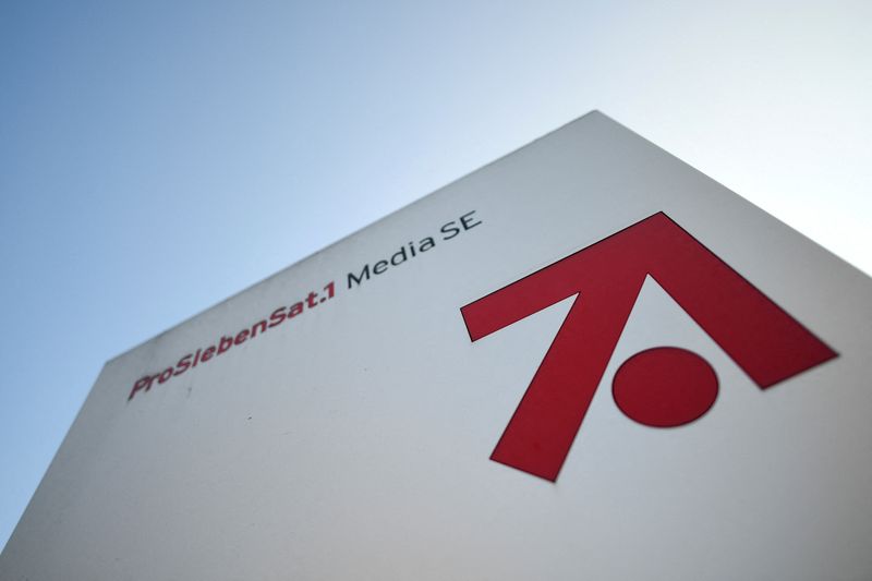 &copy; Reuters. FILE PHOTO: The logo of German media company ProSiebenSat.1 is seen in front of the headquarters in Unterfoehring near Munich, Germany, November 5, 2020. REUTERS/Andreas Gebert//