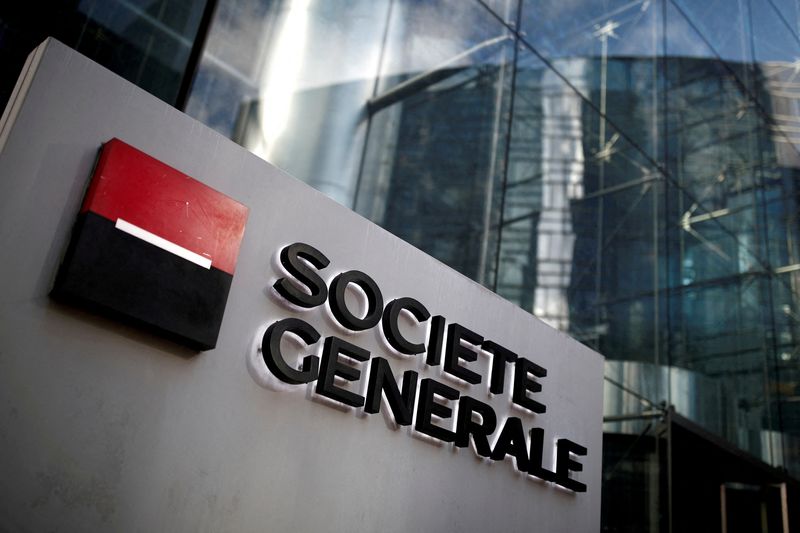 &copy; Reuters. FILE PHOTO: A Societe Generale sign at the French bank's headquarters in La Defense financial and business district near Paris, France, February 4, 2020. REUTERS/Benoit Tessier//