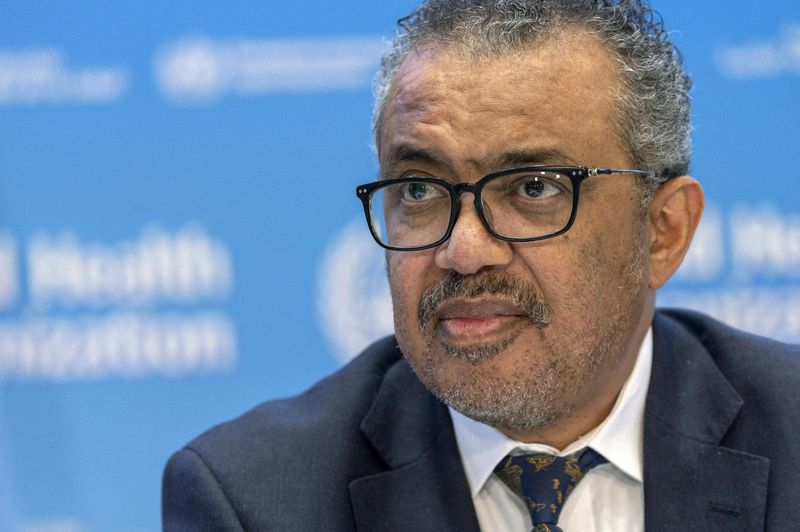 © Reuters. FILE PHOTO: Director-General of the World Health Organisation (WHO) Dr. Tedros Adhanom Ghebreyesus attends an ACANU briefing on global health issues, including COVID-19 pandemic and war in Ukraine in Geneva, Switzerland, December 14, 2022. REUTERS/Denis Balibouse/File Photo