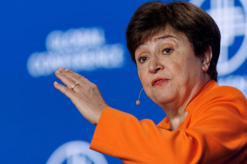 &copy; Reuters. FILE PHOTO: Kristalina Georgieva, Managing Director, International Monetary Fund, speaks at the 2023 Milken Institute Global Conference in Beverly Hills, California, U.S., May 1, 2023. REUTERS/Mike Blake