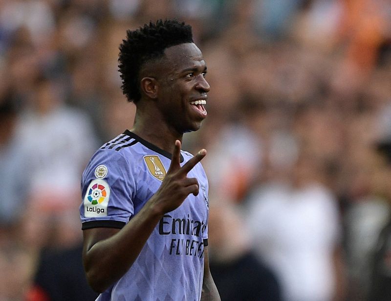 &copy; Reuters. Vinícius Jr durante jogo entre Valencia e Real Madrid, em, Valencia, Espanha
21/05/2023
REUTERS/Pablo Morano