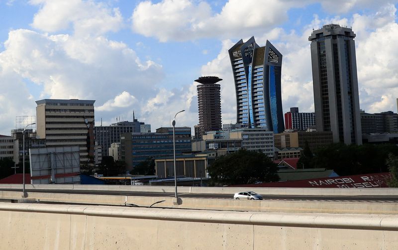 © Reuters. A view shows the cityscape on the Nairobi Expressway undertaken by the China Road and Bridge Corporation (CRBC) on a public-private partnership (PPP) basis, along Uhuru highway in Nairobi, Kenya May 7, 2023. REUTERS/Thomas Mukoya