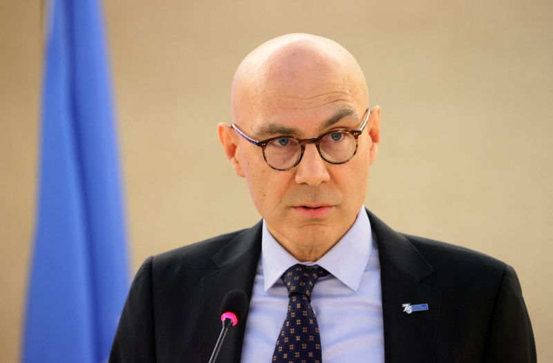 &copy; Reuters. FILE PHOTO: Volker Turk, United Nations High Commissioner for Human Rights, attends the Human Rights Council at the United Nations in Geneva, Switzerland February 27, 2023. REUTERS/Denis Balibouse