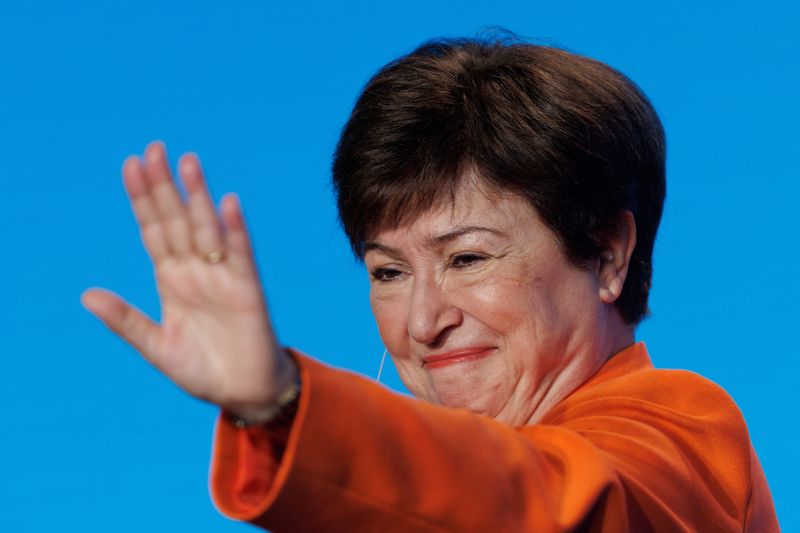 &copy; Reuters. FILE PHOTO: Kristalina Georgieva, Managing Director, International Monetary Fund, speaks at the 2023 Milken Institute Global Conference in Beverly Hills, California, U.S., May 1, 2023. REUTERS/Mike Blake