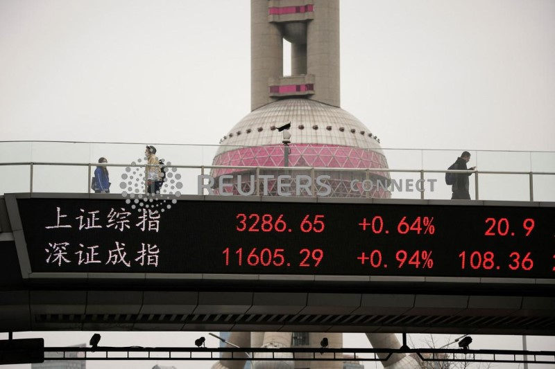 &copy; Reuters. Painel eletrônico com índices acionários em Xangai, EUA
24/03/2023. REUTERS/Aly Song