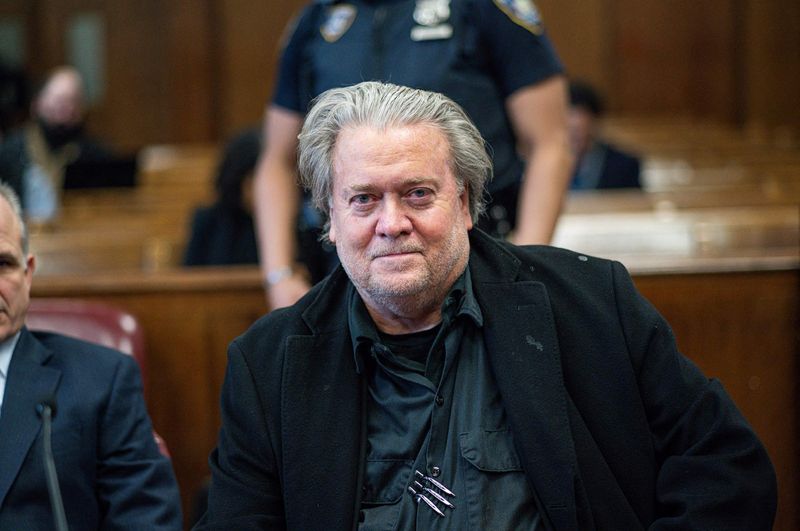 &copy; Reuters. Former White House Chief Strategist Steve Bannon sits during his appearance at the New York Supreme Court in New York City, U.S., February 28, 2023. Curtis Means/Pool via REUTERS/File Photo