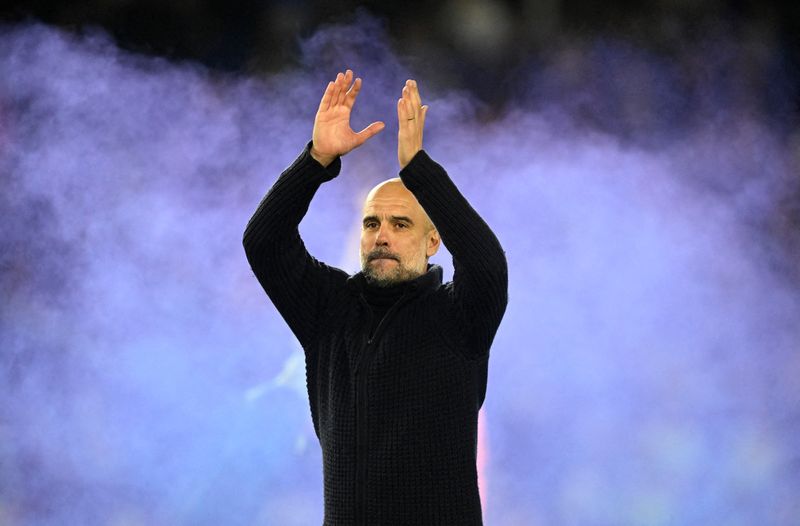 &copy; Reuters. Técnico do Manchester City, Pep Guardiola 
24/05/2023
REUTERS/Toby Melville 