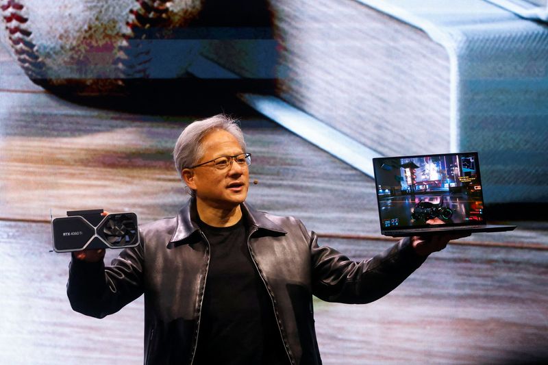&copy; Reuters. Nvidia Corp CEO Jensen Huang speaks at the COMPUTEX forum in Taipei, Taiwan May 29, 2023. REUTERS/Ann Wang