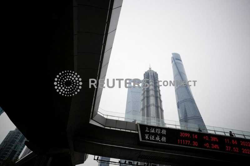 &copy; Reuters. Painel eletrônico mostra índices acionários em Xangai

 November 14, 2022. REUTERS/Aly Song