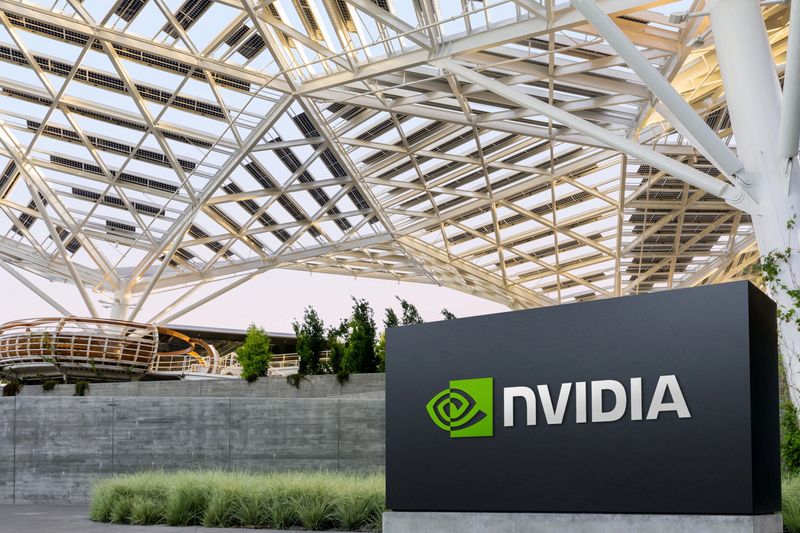 © Reuters. FILE PHOTO: The logo of NVIDIA as seen at its corporate headquarters in Santa Clara, California, in May of 2022. Courtesy NVIDIA/Handout via REUTERS/File Photo