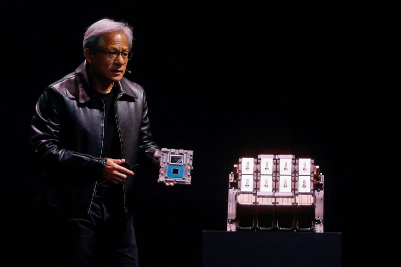 &copy; Reuters. FILE PHOTO: Nvidia Corp Chief Executive Jensen Huang speaks at the COMPUTEX forum in Taipei, Taiwan May 29, 2023. REUTERS/Ann Wang/File Photo