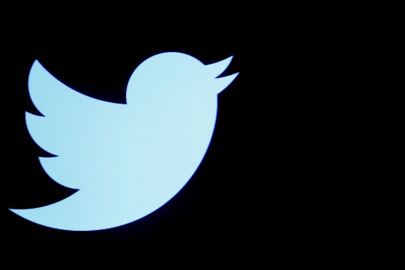 &copy; Reuters. FILE PHOTO: The Twitter logo is displayed on a screen on the floor of the New York Stock Exchange (NYSE) in New York City, U.S., September 28, 2016. REUTERS/Brendan McDermid/File Photo