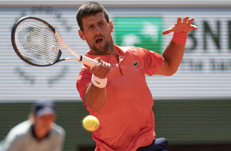 &copy; Reuters. Novaj Djokovic durante partida em Roland Garros
29/05/2023 Susan Mullane-USA TODAY Sports