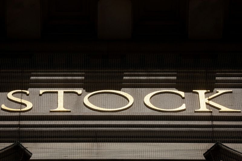 © Reuters. The word Stock is seen on the facade of the New York Stock Exchange (NYSE) in New York City, U.S., May 30, 2023.  REUTERS/Brendan McDermid