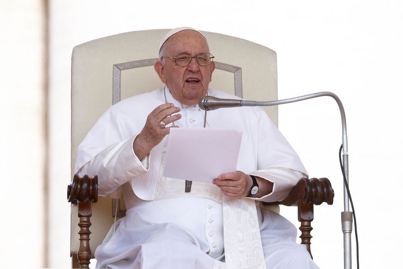&copy; Reuters. Papa Francisco conduz a audiência geral semanal no Vaticano
31/05/2023
REUTERS/Guglielmo Mangiapane