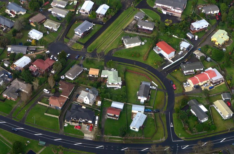 &copy; Reuters. FILE PHOTO: Residential houses can be seen along a road in a suburb of Auckland in New Zealand, June 24, 2017. Picture taken June 24, 2017.   REUTERS/David Gray