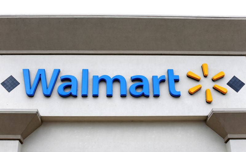 &copy; Reuters. FILE PHOTO: The logo of Down Jones Industrial Average stock market index listed company Walmart is shown on one of its stores in Encinitas, California April 13, 2016.  REUTERS/Mike Blake