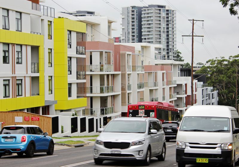 &copy; Reuters. FILE PHOTO: A row of newly built apartment blocks is seen in the suburb of Epping, Sydney, Australia February 1, 2019. Picture taken February 1, 2019.  REUTERS/Tom Westbrook