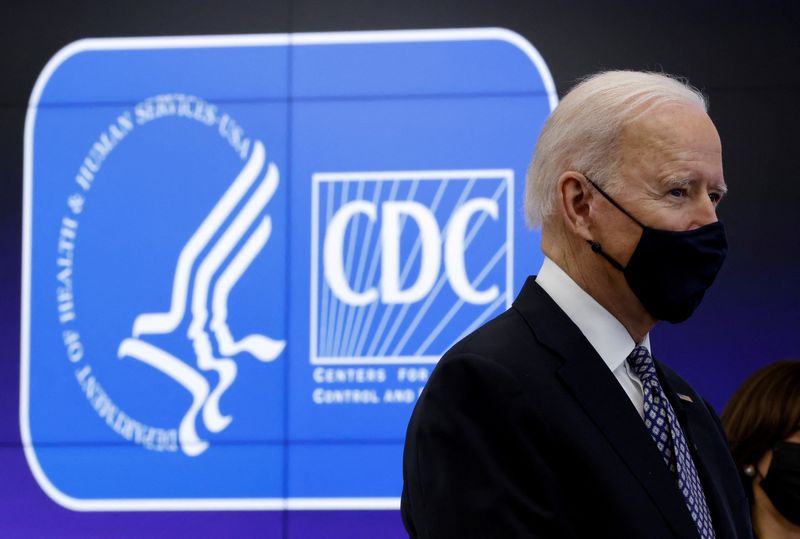 &copy; Reuters. FILE PHOTO: U.S. President Joe Biden visits the Centers for Disease Control and Prevention (CDC) in Atlanta, Georgia, U.S., March 19, 2021. REUTERS/Carlos Barria