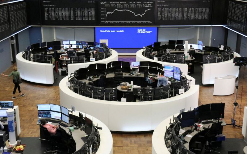 &copy; Reuters. The German share price index DAX graph is pictured at the stock exchange in Frankfurt, Germany, June 1, 2023.    REUTERS/Staff