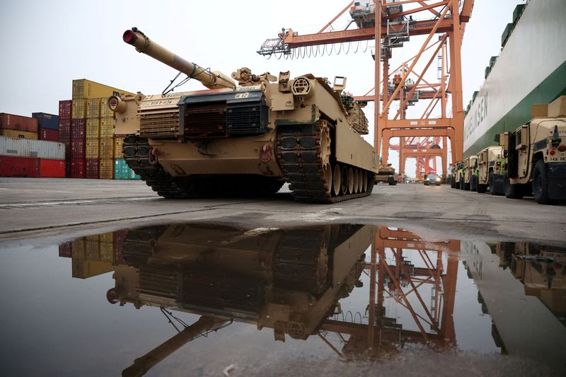 &copy; Reuters. FILE PHOTO: Abrams tank from U.S. 2nd Armored Brigade Combat Team (ABCT) military equipment is unloaded in the Polish port of Gdynia as part of NATO's Operation Atlantic Resolve in Gdynia, Poland December 3, 2022. REUTERS/Kacper Pempel/File Photo