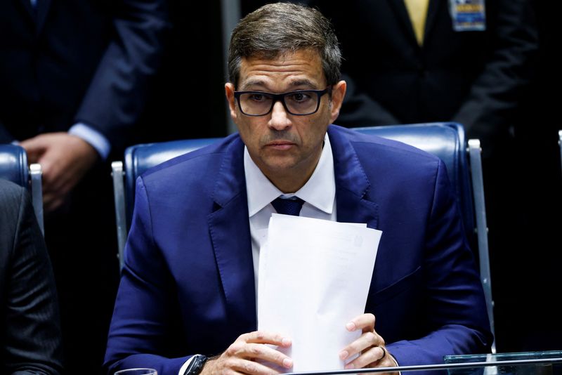 &copy; Reuters. FILE PHOTO: Brazil's Central Bank President Roberto Campos Neto attends a session of the Brazilian Senate in Brasilia, Brazil February 15, 2023. REUTERS/Adriano Machado