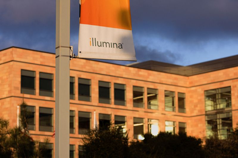 © Reuters. FILE PHOTO: Illumina's global headquarters is pictured in San Diego, California, U.S., November, 28, 2022. REUTERS/Mike Blake