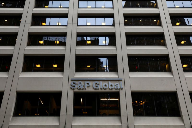 &copy; Reuters. FILE PHOTO: The S&P Global logo is displayed on its offices in the financial district in New York City, U.S., December 13, 2018. REUTERS/Brendan McDermid