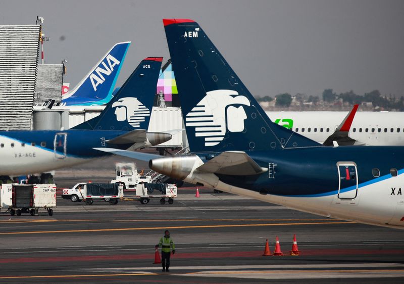 &copy; Reuters. Aeromexico aircrafts and other planes are parked at gates at Benito Juarez International Airport in Mexico City, Mexico January 19, 2023. REUTERS/Henry Romero