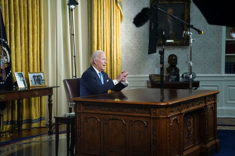 &copy; Reuters. FILE PHOTO: U.S. President Joe Biden delivers a speech on bipartisan legislation that lifts the federal government's $31.4 trillion debt ceiling, in his first Oval Office address to the nation at the White House in Washington, U.S., June 2, 2023. REUTERS/