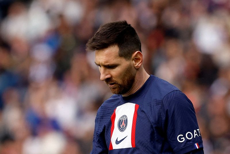 &copy; Reuters. Messi em partida Paris Saint-Germain x Lorient
30/04/2023
REUTERS/Christian Hartmann