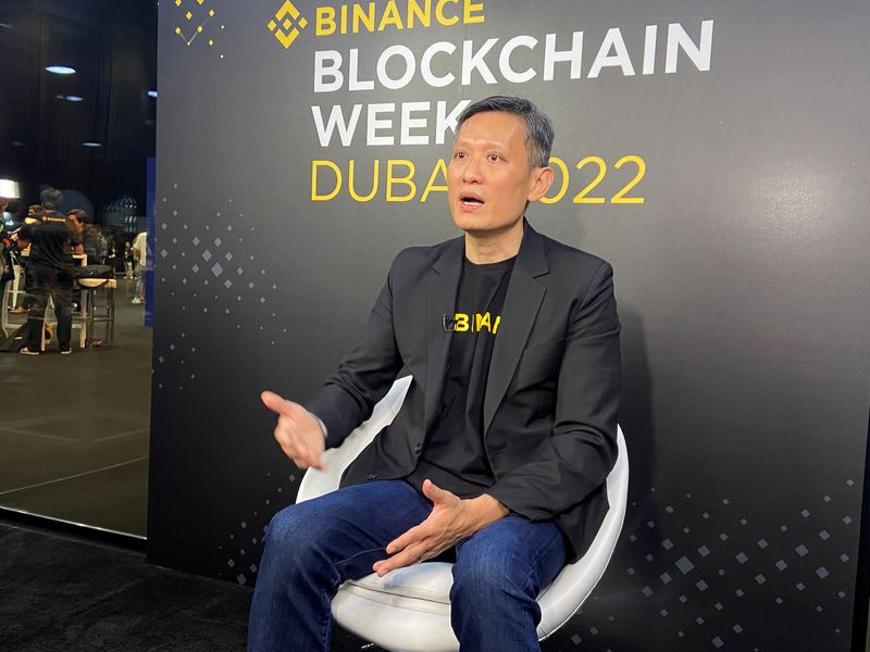 &copy; Reuters. FILE PHOTO: Richard Teng, head of the Middle East and North Africa for crypto firm Binance gestures as he speaks during an interview with Reuters in Dubai, United Arab Emirates, March 30, 2022. Picture taken March 30, 2022. REUTERS/Abdel Hadi Ramahi