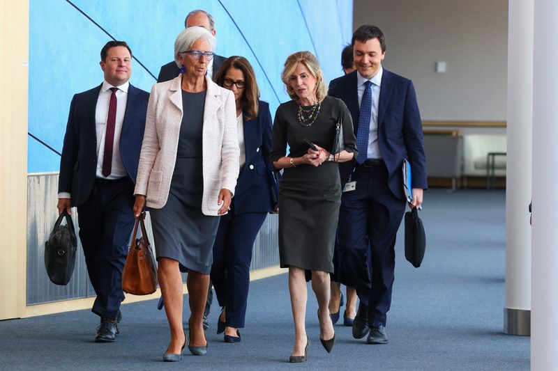 &copy; Reuters. European Central Bank President Christine Lagarde walks on the day of addressing the European Parliament's Committee on Economic and Monetary Affairs, at the European Parliament, in Brussels, Belgium June 5, 2023. REUTERS/Yves Herman