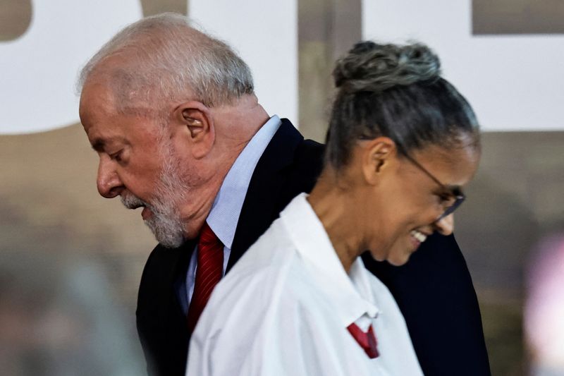 &copy; Reuters. Presidente Luiz Inácio Lula da Silva e ministra do Meio Ambiente e Mudança do Clima, Marina Silva
05/06/2023
REUTERS/Ueslei Marcelino