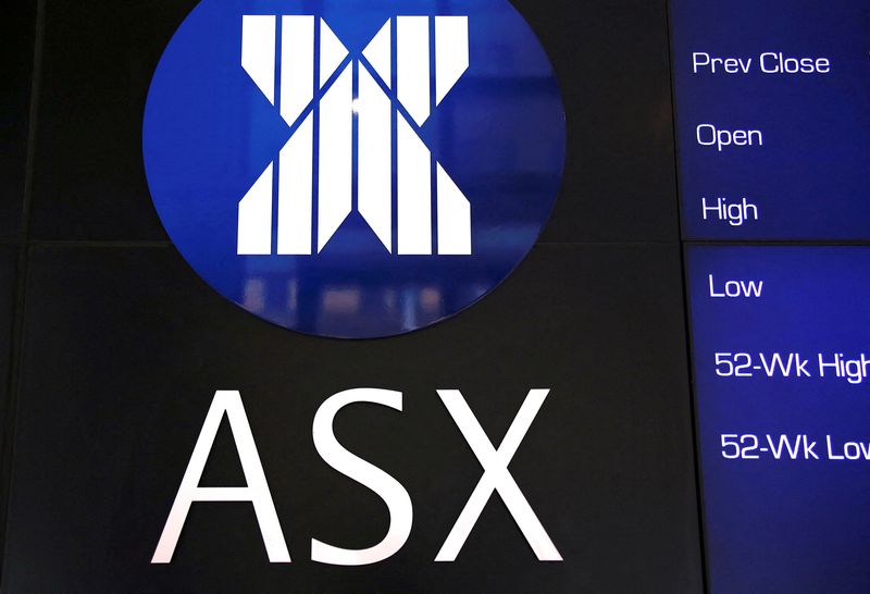 &copy; Reuters. FILE PHOTO: A board displaying stock prices is adorned with the Australian Securities Exchange (ASX) logo in central Sydney, Australia, February 13, 2018. REUTERS/David Gray/File Photo