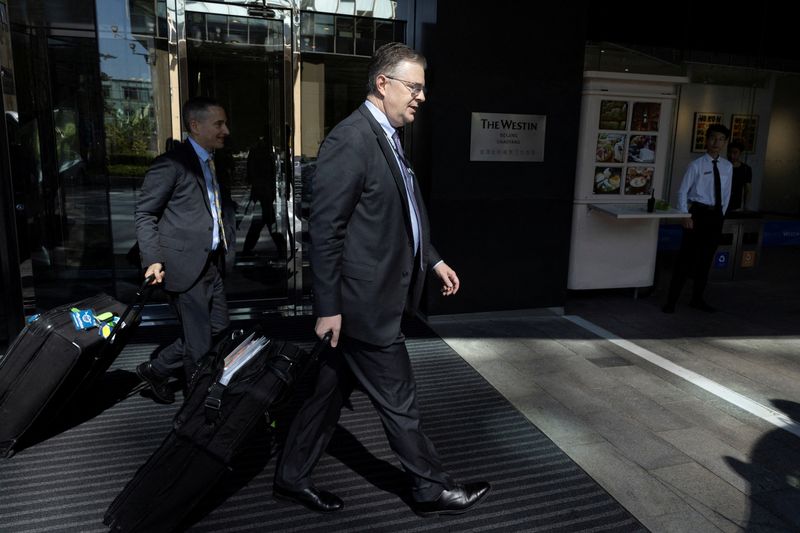 &copy; Reuters. Secretário de Estado adjunto para Assuntos do Leste Asiático e Pacífico, Daniel Kritenbrink, deixa hotel em Pequim, China
06/06/2023
REUTERS/Thomas Peter