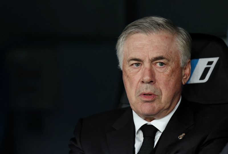 &copy; Reuters. Carlo Ancelotti durante partida entre Real Madrid e Rayo Vallecano pelo Campeonato Espanhol
24/05/2023 REUTERS/Violeta Santos Moura