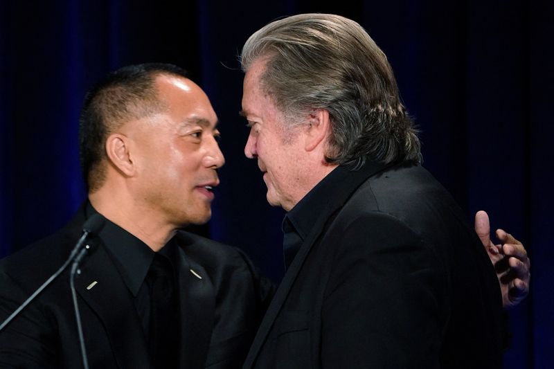 &copy; Reuters. FILE PHOTO: Guo Wengui (also known as Miles Kwok) holds a news conference with Steve Bannon in New York, New York, U.S., November 20, 2018. REUTERS/Carlo Allegri
