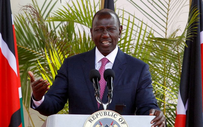 &copy; Reuters. FILE PHOTO: Kenya's President William Ruto speaks at a press conference at the State House in Nairobi, Kenya May 5, 2023. REUTERS/Monicah Mwangi//File Photo