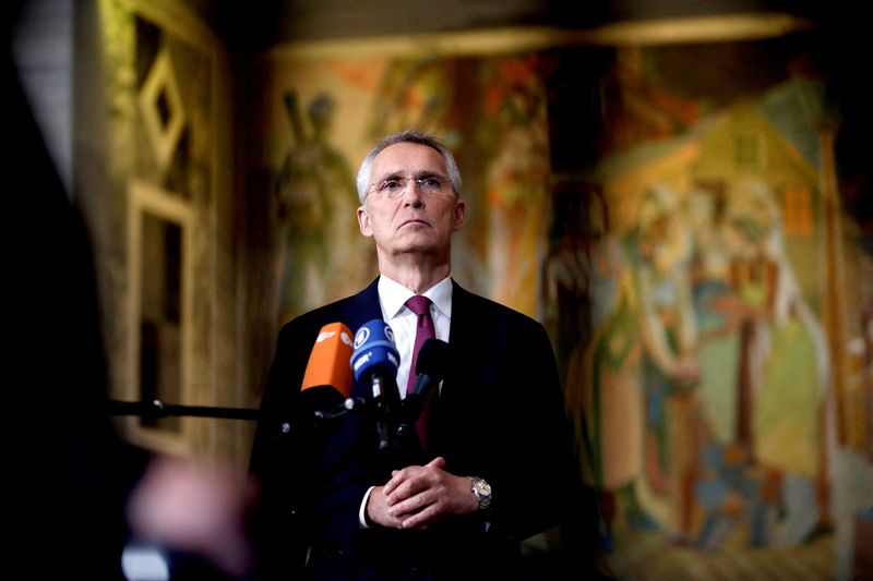 &copy; Reuters. FILE PHOTO: NATO Secretary General Jens Stoltenberg arrives at Oslo City Hall during NATO's informal meeting of foreign ministers in Oslo, Norway June 1, 2023. Hanna Johre/NTB/via REUTERS  