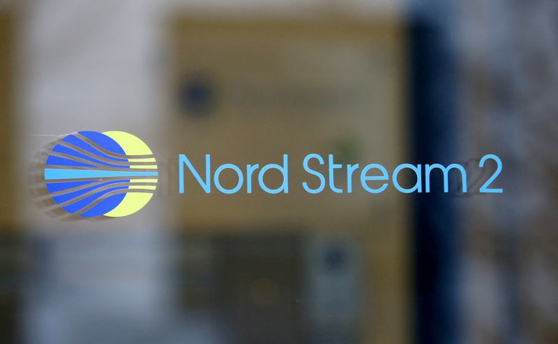 &copy; Reuters. FILE PHOTO: The logo of Nord Stream 2 AG is seen at an office building in Zug, Switzerland March 1, 2022. Picture taken March 1, 2022.REUTERS/Arnd Wiegmann