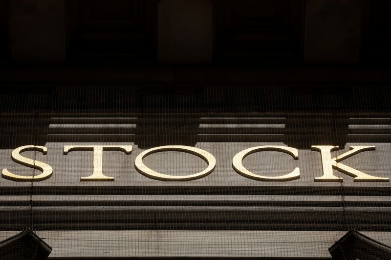 &copy; Reuters. FILE PHOTO: The word Stock is seen on the facade of the New York Stock Exchange (NYSE) in New York City, U.S., May 30, 2023.  REUTERS/Brendan McDermid