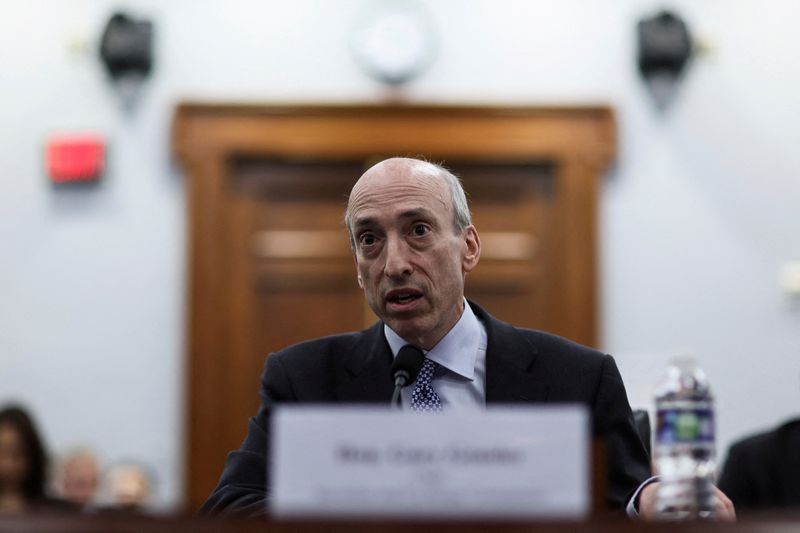 &copy; Reuters. FILE PHOTO: U.S. Securities and Exchange Commission (SEC) Chairman Gary Gensler testifies before a House Financial Services and General Government Subcommittee hearing on President Biden's budget request for the Securities and Exchange Commission, on Capi
