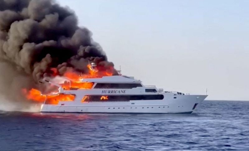 Three British tourists missing after fire on boat in Red Sea